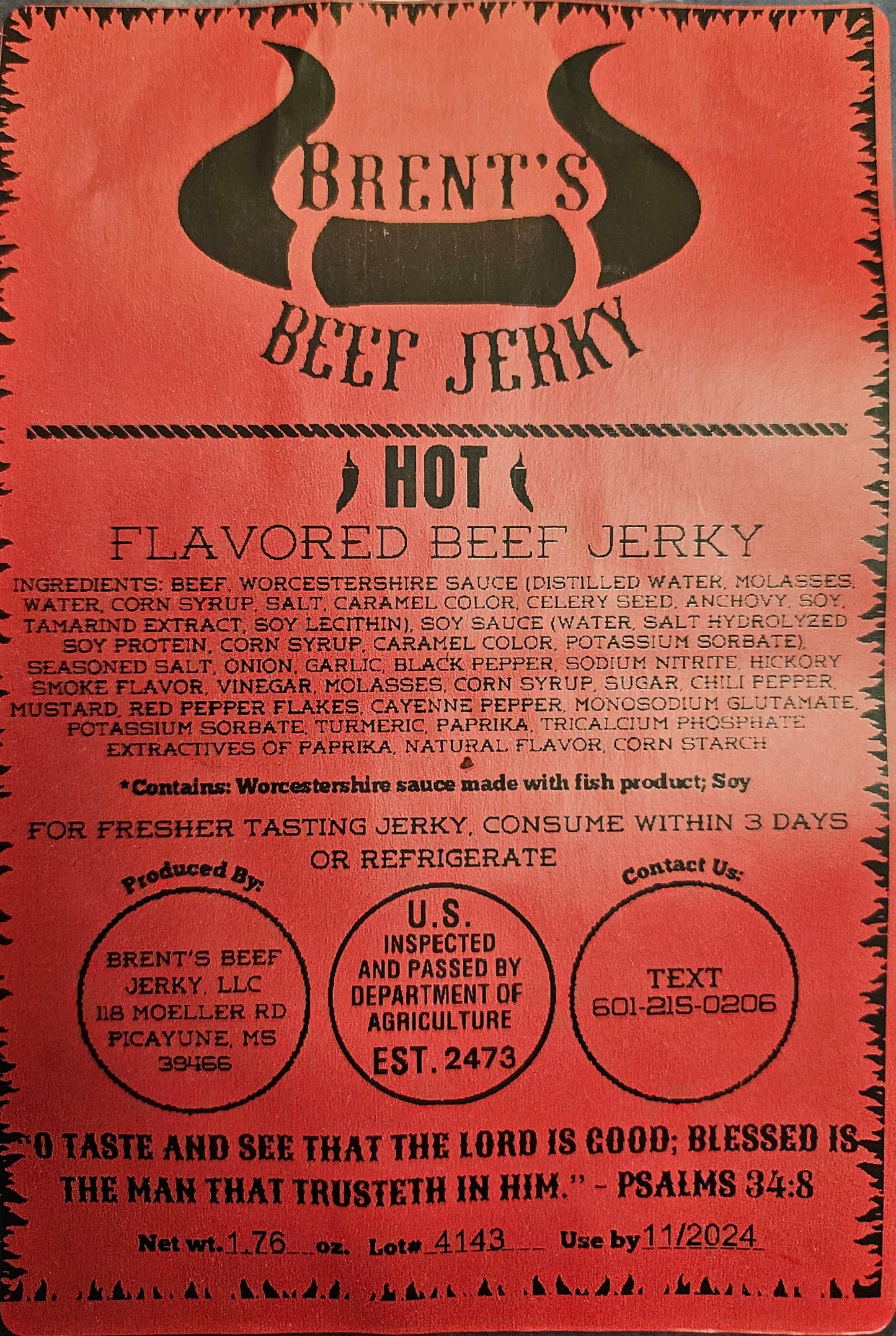 Brent's Beef Jerky (2oz. package)